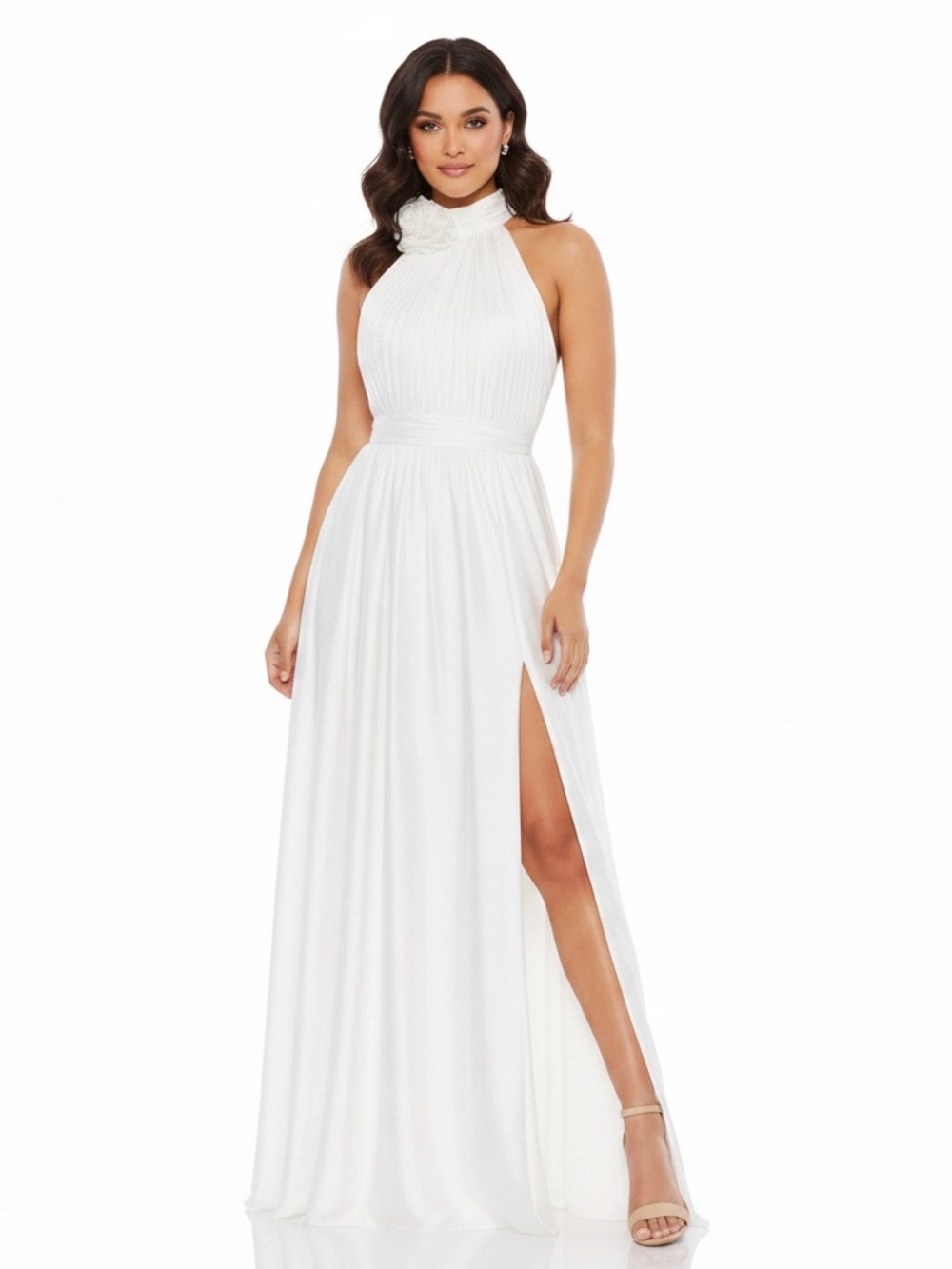 MAC DUGGAL Rosette Halter Chiffon Evening Gown Size 18 NWT